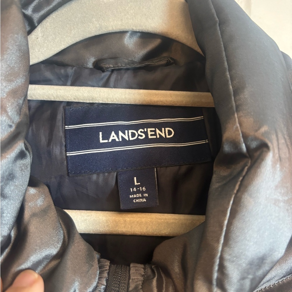 Lands' End Silver Down Filled Puffer Vest | Excellent Condition - Picture 2 of 8